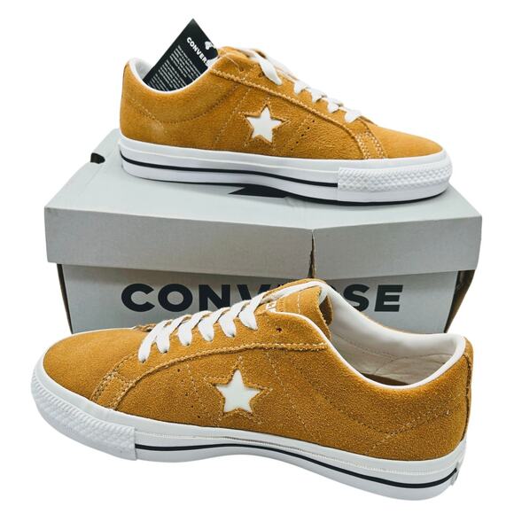 NEW Converse One Star Pro Ox Suede Sunflower Gold Wheat White Shoes Men Size 7 - Picture 2 of 11